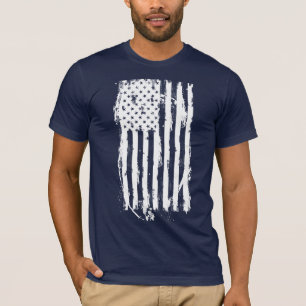  American Flag Distressed White T-Shirt