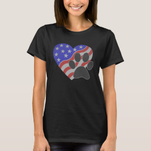 American Flag Dog And Cat Paw Prin 4th Of July T-Shirt