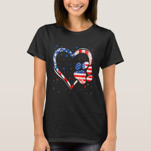 American Flag Dog Cat Paw 4th Of July Independenc T-Shirt