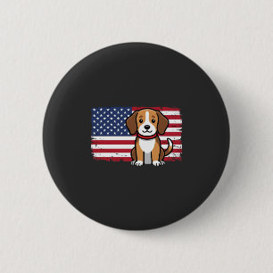 American Flag Dog Patriotic Vector 2 Inch Round Button