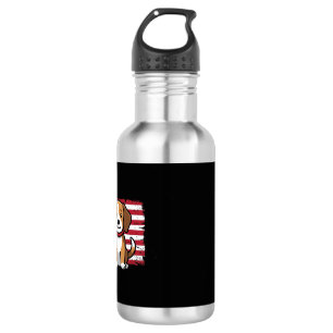 American Flag Dog Patriotic Vector 532 Ml Water Bottle