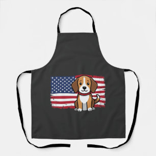American Flag Dog Patriotic Vector Apron