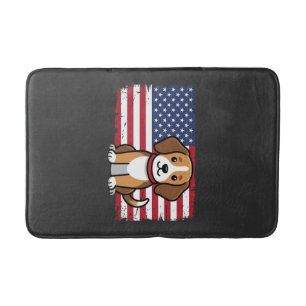 American Flag Dog Patriotic Vector Bath Mat