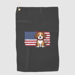American Flag Dog Patriotic Vector Golf Towel