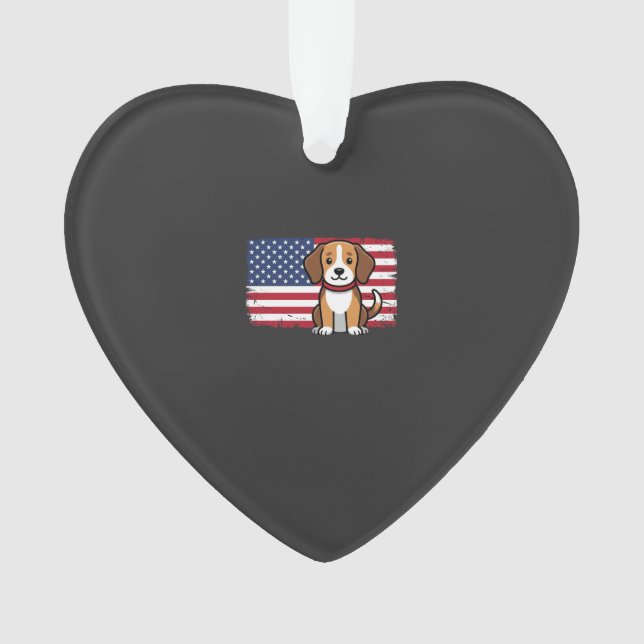 American Flag Dog Patriotic Vector Ornament (Front)