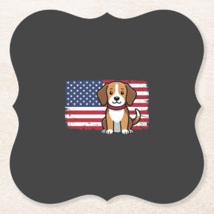 American Flag Dog Patriotic Vector Paper Coaster