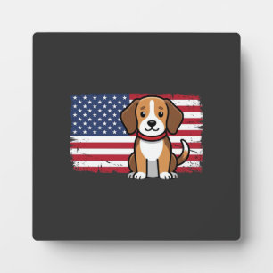 American Flag Dog Patriotic Vector Plaque