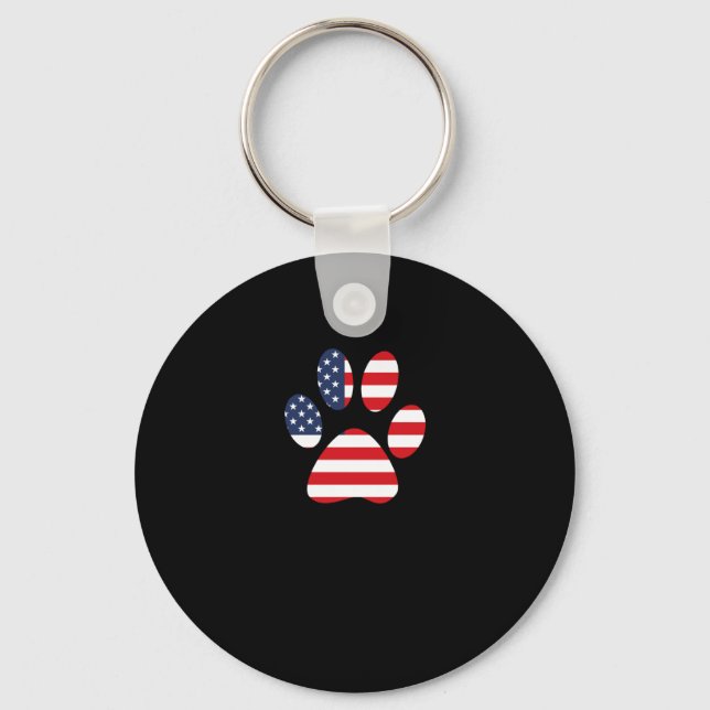American Flag Dog Paw   Keychain (Front)