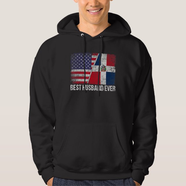 American Flag Dominican Republic Flag Best Husband Hoodie (Front)