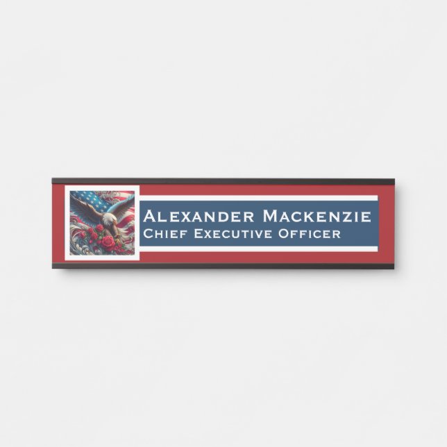 American Flag Door Sign Signs Office Name Plate (Front)