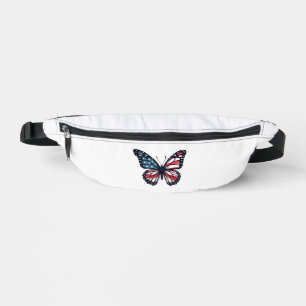 American Flag Dragonfly Patriotic 4th of July Red Fanny Pack