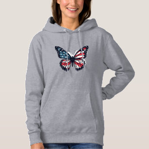 American Flag Dragonfly Patriotic 4th of July Red Hoodie