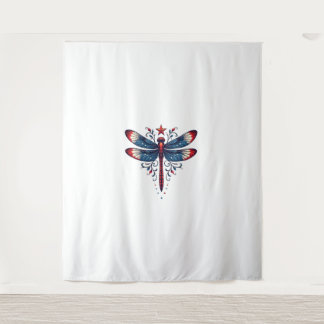 American Flag Dragonfly Patriotic 4th of July Red  Tapestry