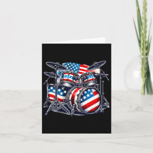 American Flag Drum Drumset Usa Patriotic Drummer 4 Card