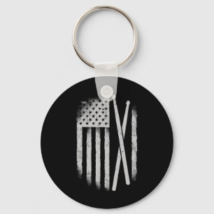 American Flag Drumsticks Usa Drummers Vintage Drum Keychain