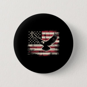 American Flag Eagle 4th Of July 2 Inch Round Button