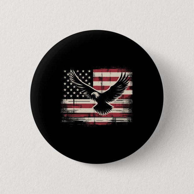 American Flag Eagle 4th Of July  2 Inch Round Button (Front)