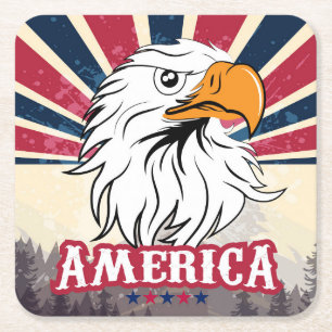 American Flag / Eagle Coaster Set