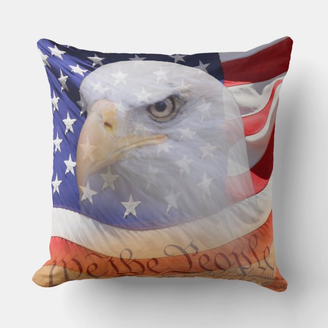 American Flag Eagle Declaration Independance  Throw Pillow (Front)