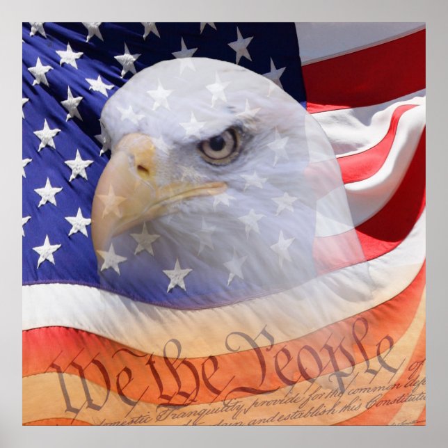 American Flag Eagle Declaration Independence  Poster (Front)