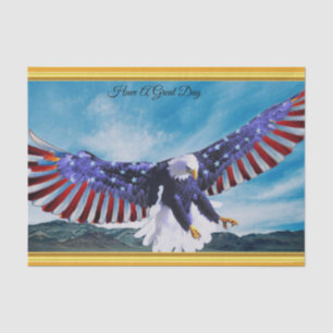 American flag Eagle flying in the sky gold foil Tissue Paper