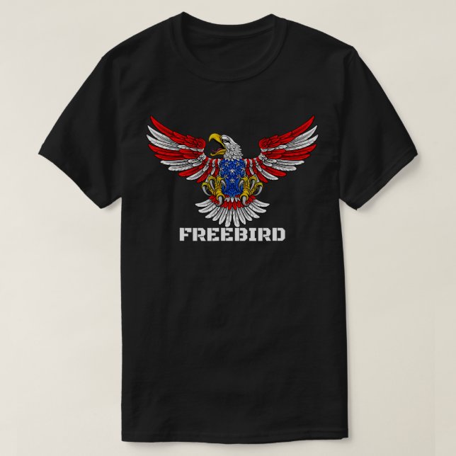 AMERICAN FLAG EAGLE FREEBIRD  T-Shirt (Design Front)