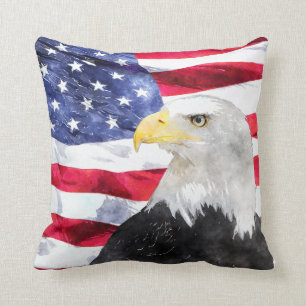 AMERICAN FLAG & EAGLE THROW PILLOW