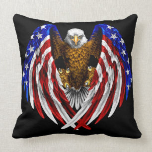 American Flag Eagle Throw Pillow