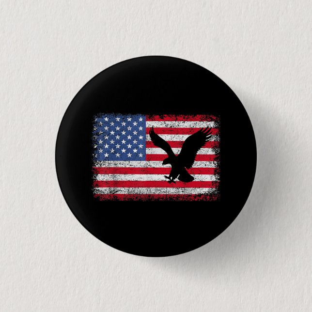 American Flag Eagle USA 1 Inch Round Button (Front)