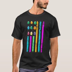   American Flag Easter Day Costume Vintage Eggs Ea T-Shirt