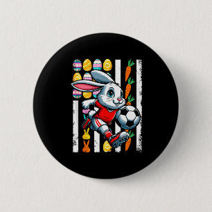 American flag easter eggs bunny playing soccer pla 2 inch round button