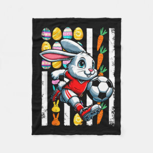 American flag easter eggs bunny playing soccer pla fleece blanket