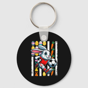 American flag easter eggs bunny playing soccer pla keychain