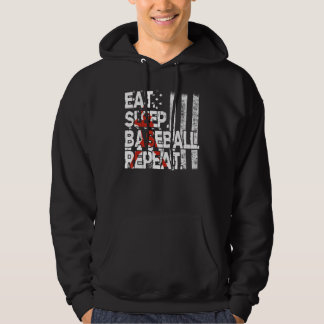 American Flag Eat Sleep Baseball-Shirt Kids Youth Hoodie