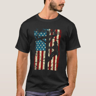 American Flag Electric Cable Line 4Th Of July T-Shirt