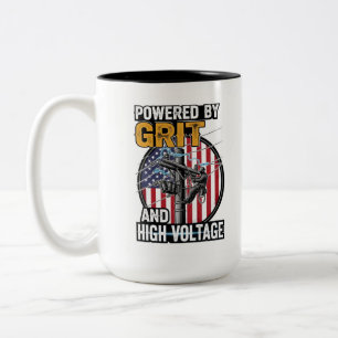 American Flag Electrician Gift Two-Tone Coffee Mug
