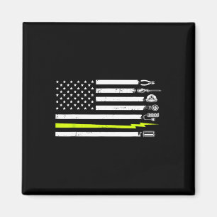American Flag Electrician Tools For Electrician  Magnet