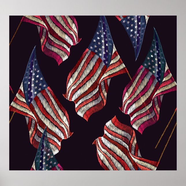 American flag embroidery: patriotic pattern. poster (Front)
