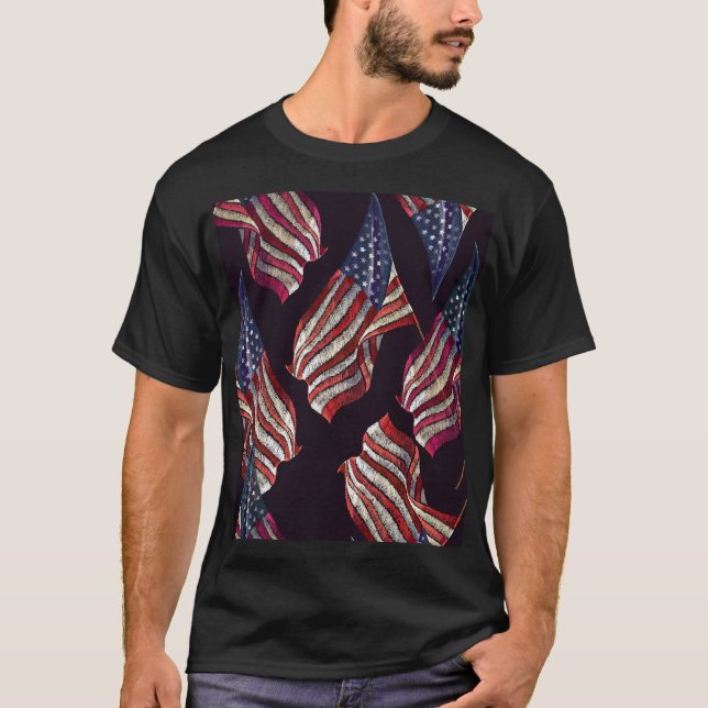 American flag embroidery: patriotic pattern. T-Shirt (Front)