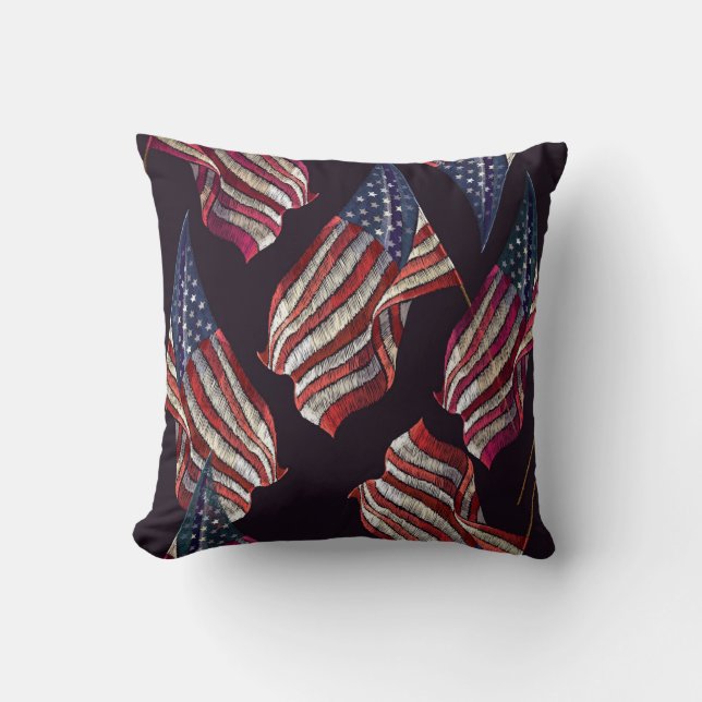 American flag embroidery: patriotic pattern. throw pillow (Front)