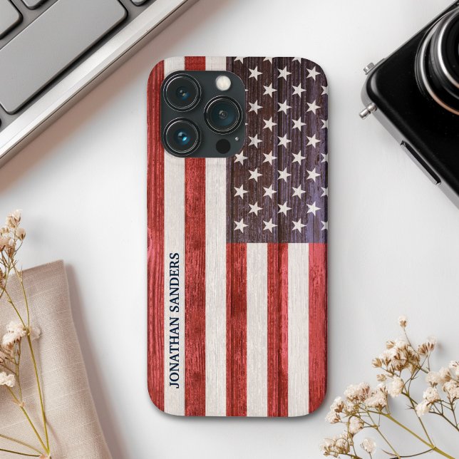 American Flag Engraved on Bamboo Wood Case-Mate iPhone Case (Creator Uploaded)