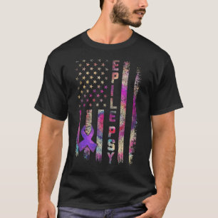 American Flag Epilepsy Awareness Support Tie Dye T-Shirt