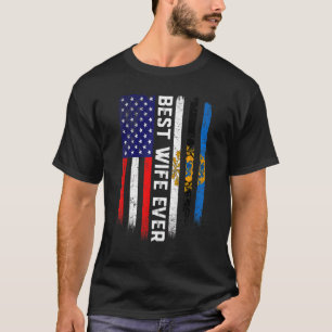 American Flag & Estonia Flag Best Wife Ever Patrio T-Shirt