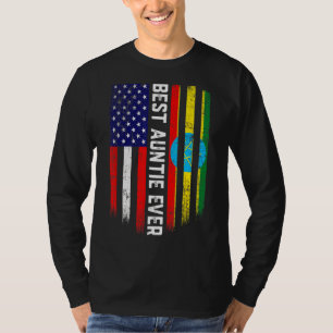 American Flag & Ethiopia Flag Best Auntie Ever Fam T-Shirt