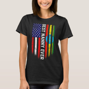 American Flag & Ethiopia Flag Best Nanny Ever Fami T-Shirt
