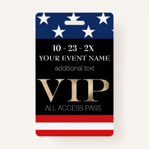 American Flag Event VIP Pass Badge