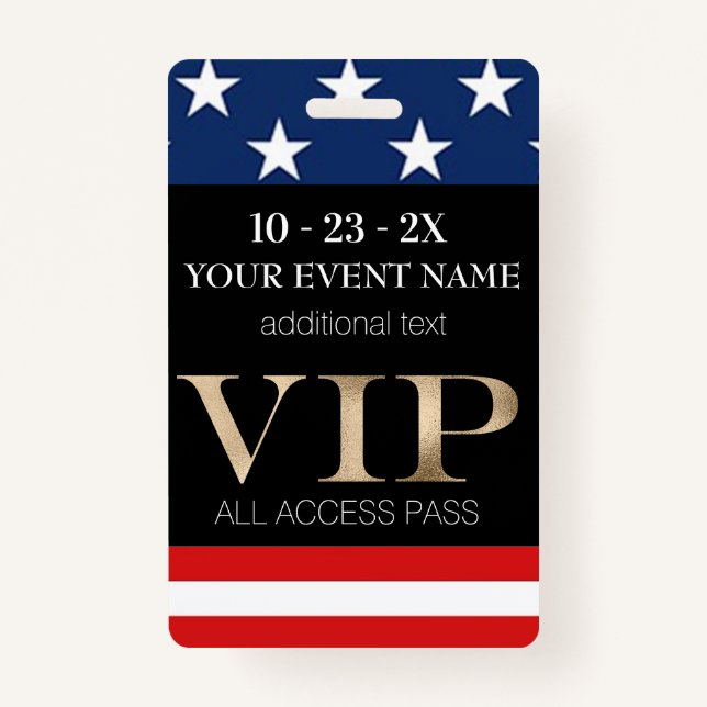 American Flag Event VIP Pass Badge (Front)