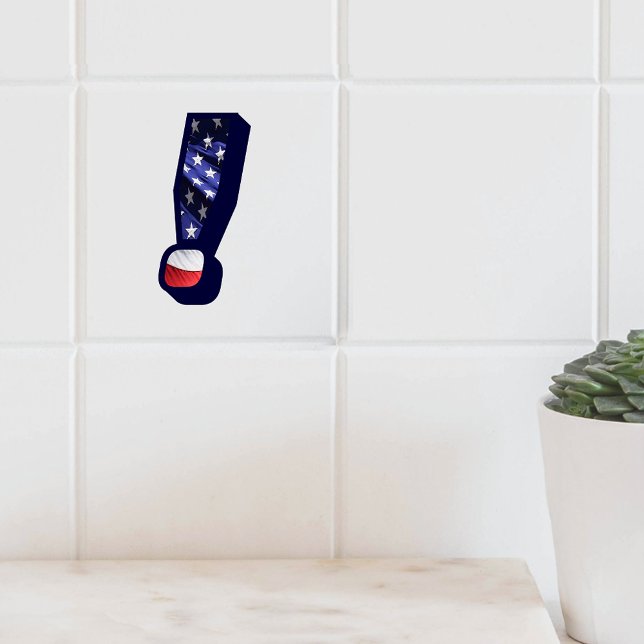 American Flag Exclamation Large Photo Ceramic Tile (American Flag Exclamation Large Photo Ceramic Tile)