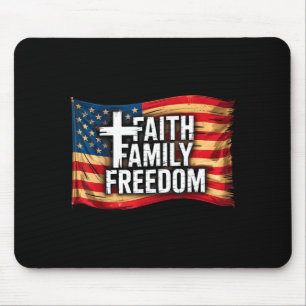 American Flag Faith Family Dom Christian Mouse Pad