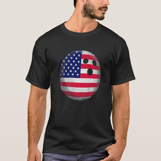 American Flag Family Bowling  Patriotic 4th Of Jul T-Shirt (Front)